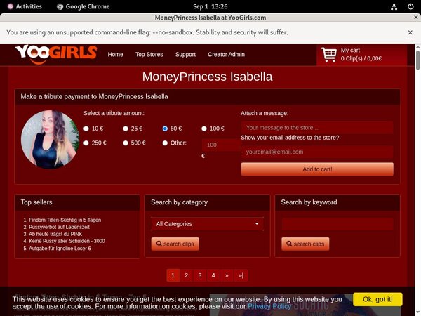MoneyprincessIsabell Percent Off